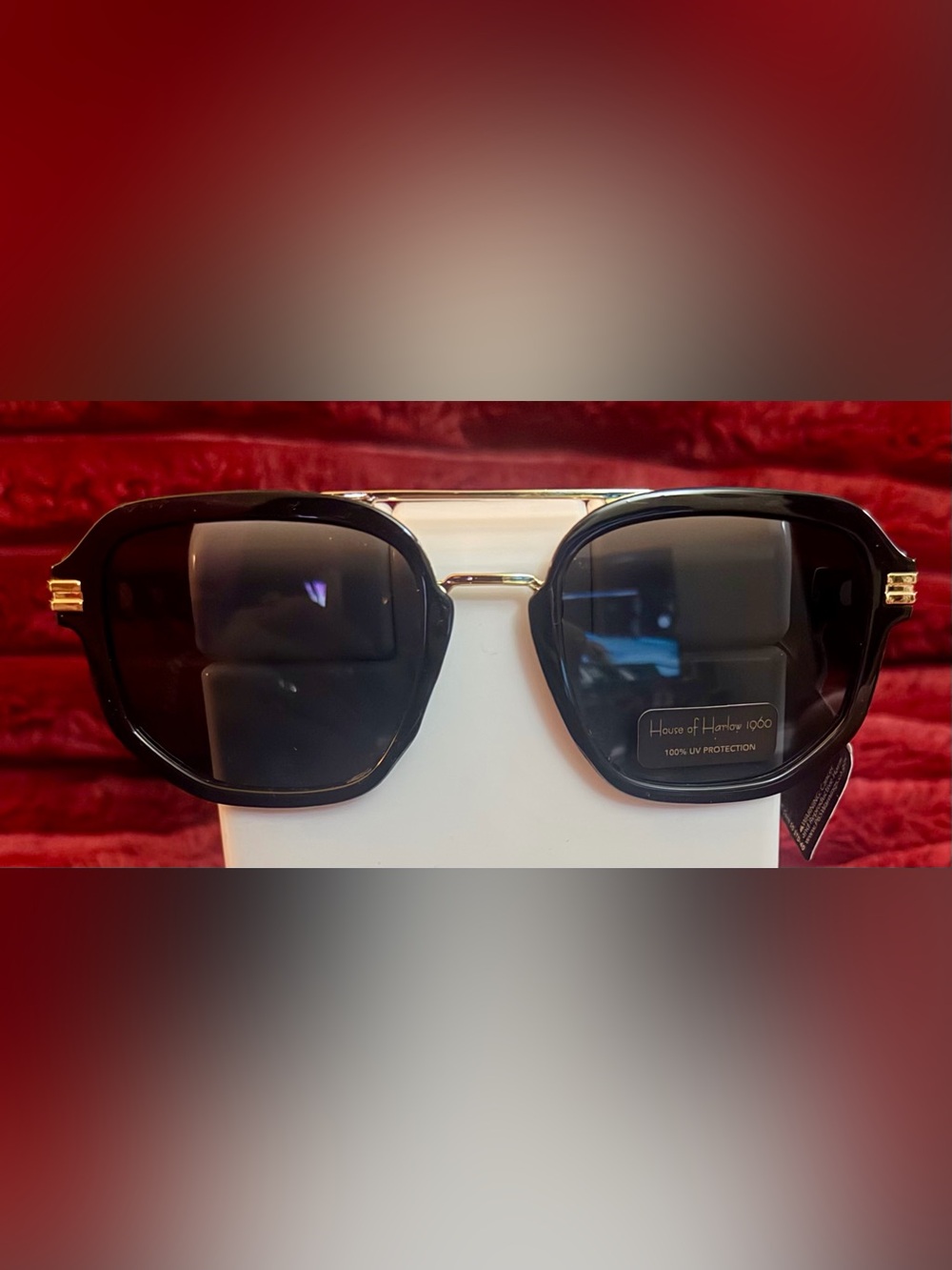 🕶️ House of Harlow 1960 Black & Gold Oversized Women's Sunglasses